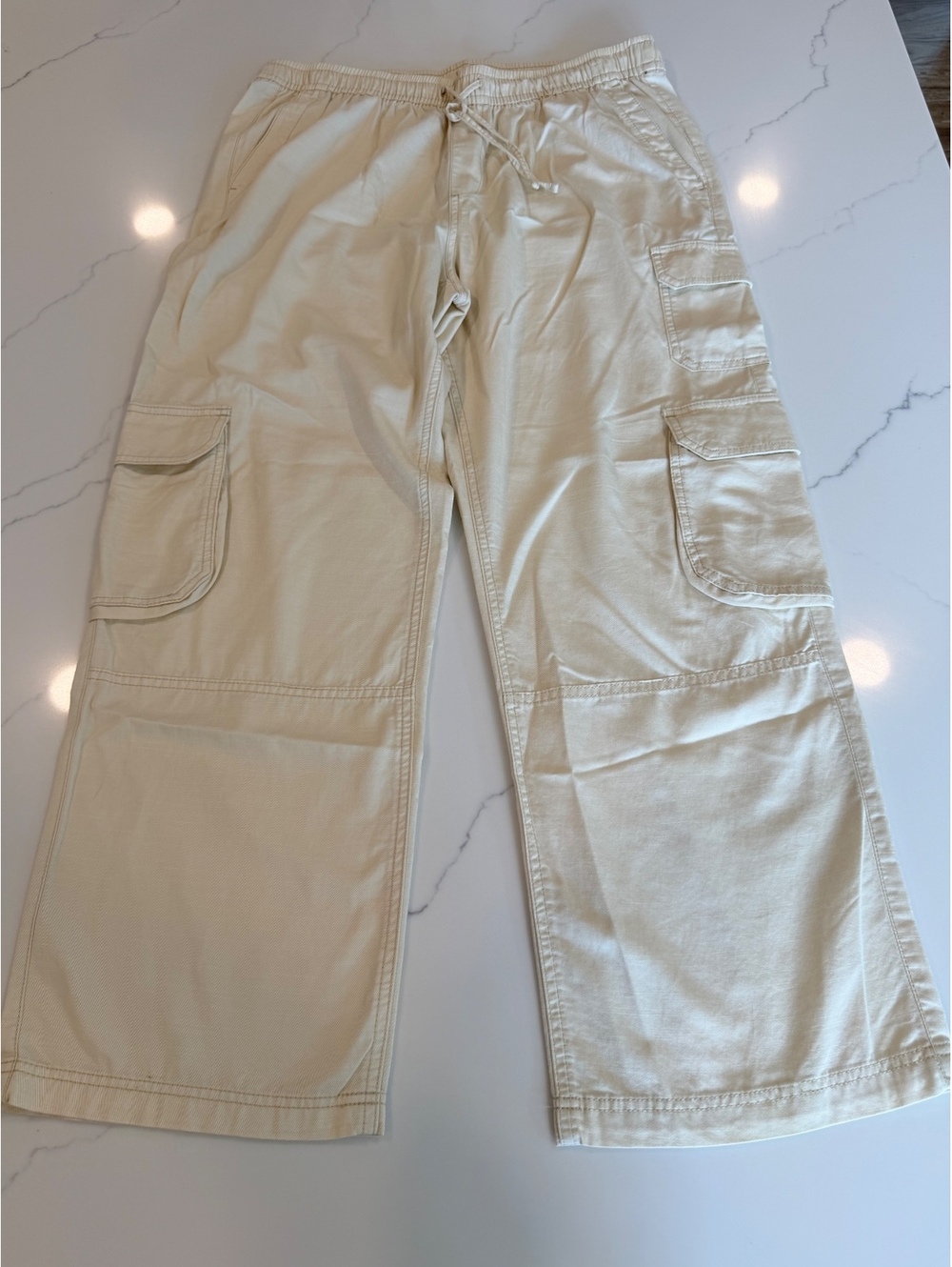 Old Navy Loose Fit Wide Leg Utility Cargo Pants Beige Size Large